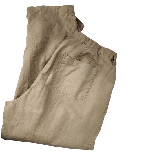 Catherines Womens Pants Size Plus 18W Khaki Tan Linen Blend Straight Leg Relaxed - Picture 3 of 8